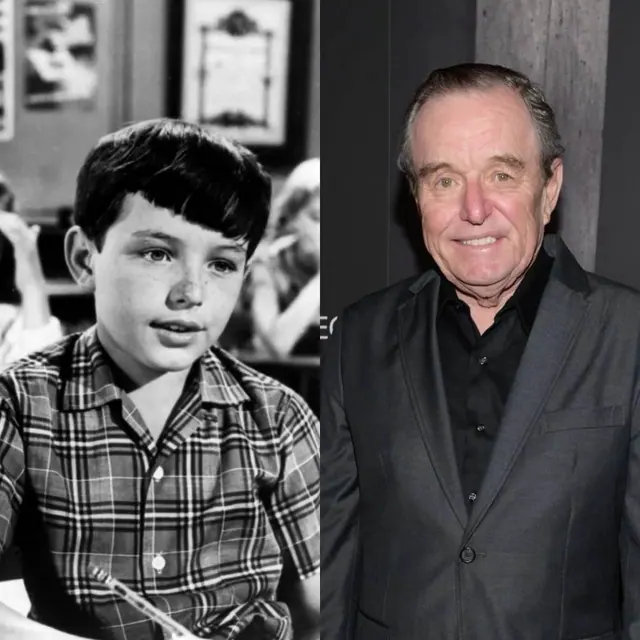 Archive photographs of Jerry Mathers at different ages.