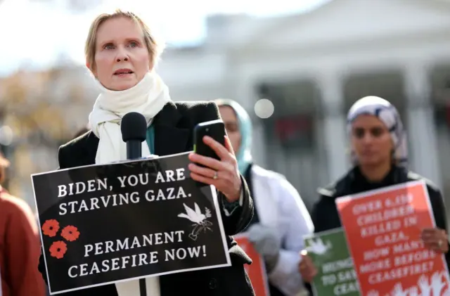 Illustration for “Cynthia Nixon on Hunger Strike in Protest of Israel-Hamas Conflict”
