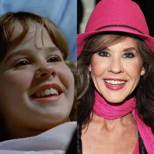 Archive photographs of Linda Blair at different ages.