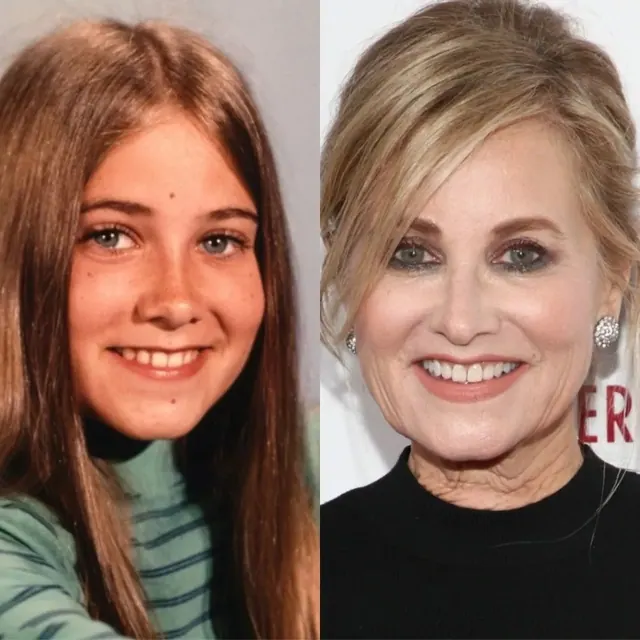 Archive photographs of Maureen McCormick at different ages.