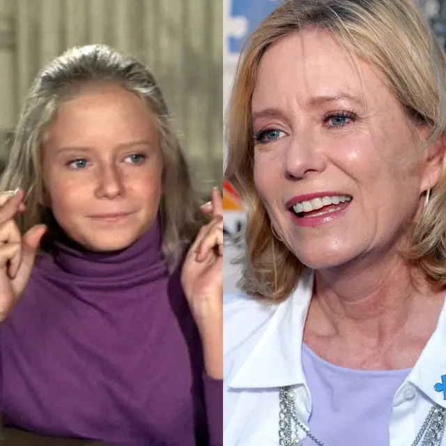 Archive photographs of Eve Plumb at different ages.