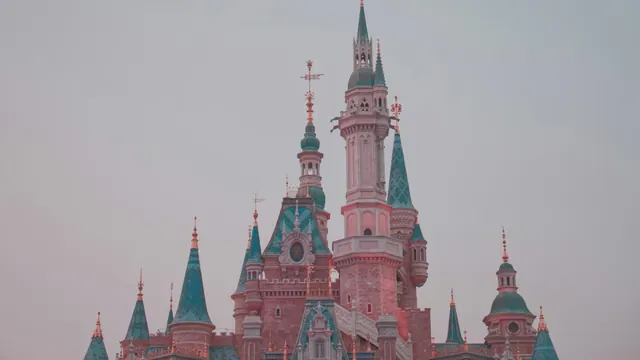 A Disney theme-park castle in daylight.