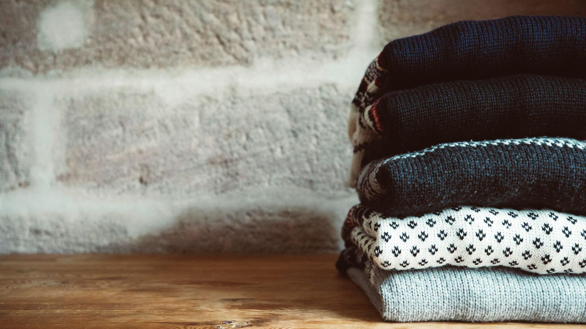 Folded clothing; illustrative photograph.