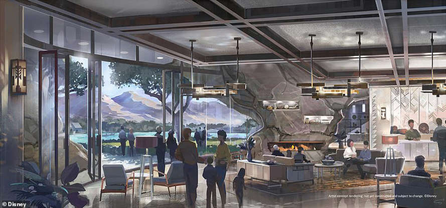 Disney concept illustration of an interior gathering space.