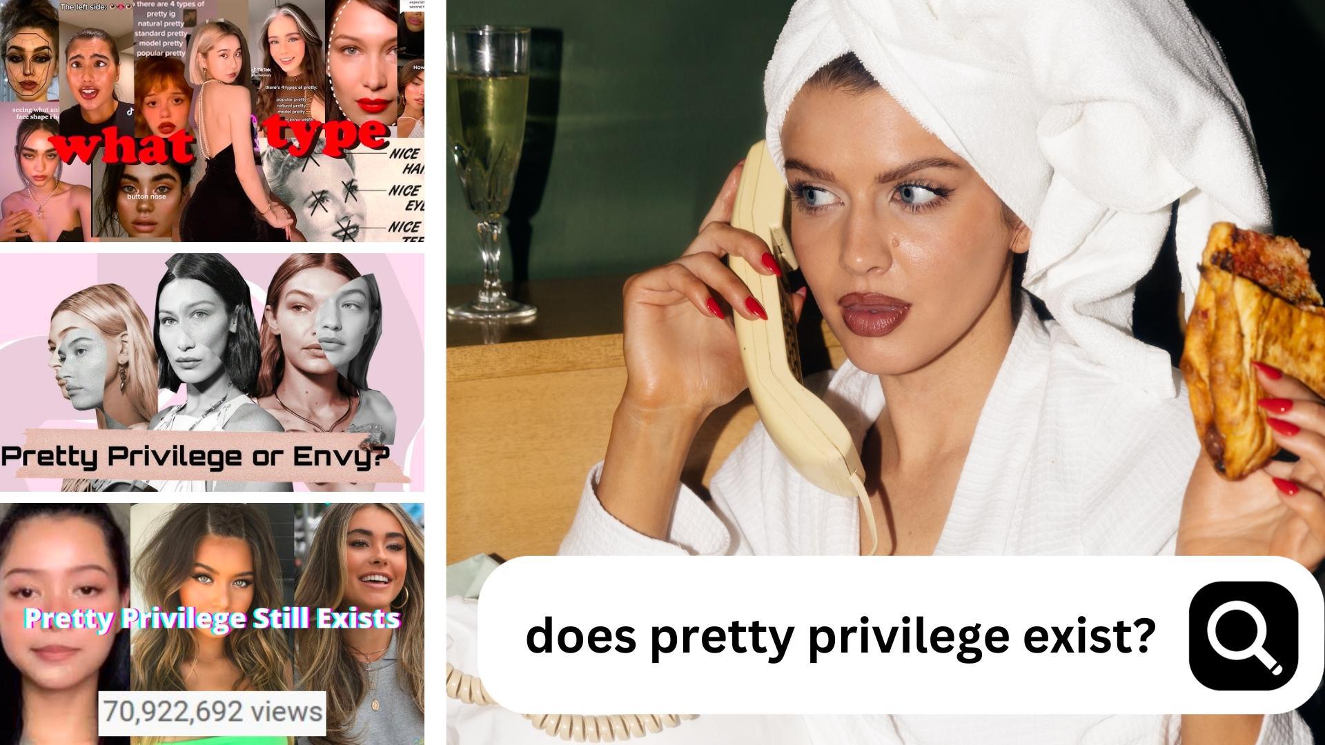 Archive composite of social-media posts discussing appearance and pretty privilege.