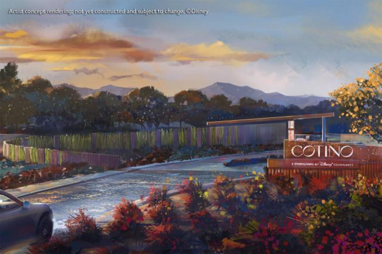 Disney concept illustration of the Cotino development at dusk.