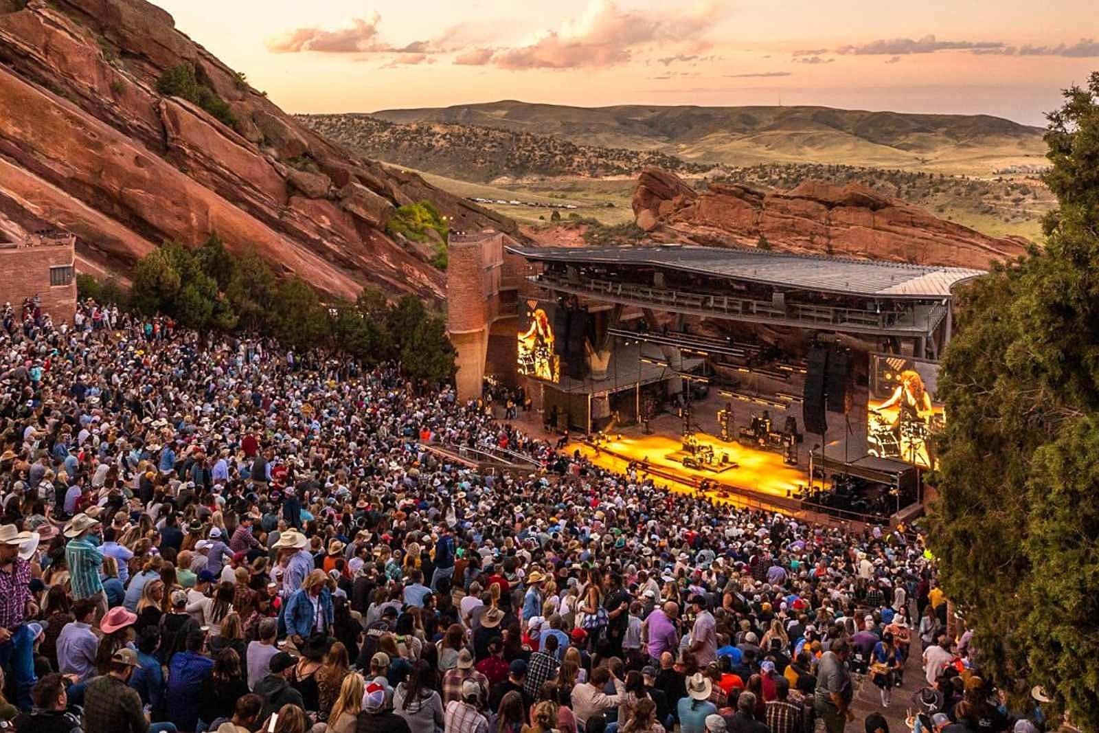 An audience at Red Rocks Amphitheatre.