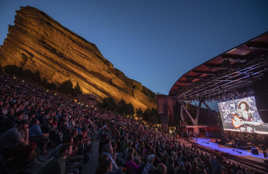 Red Rocks Amphitheatre with a concert audience.