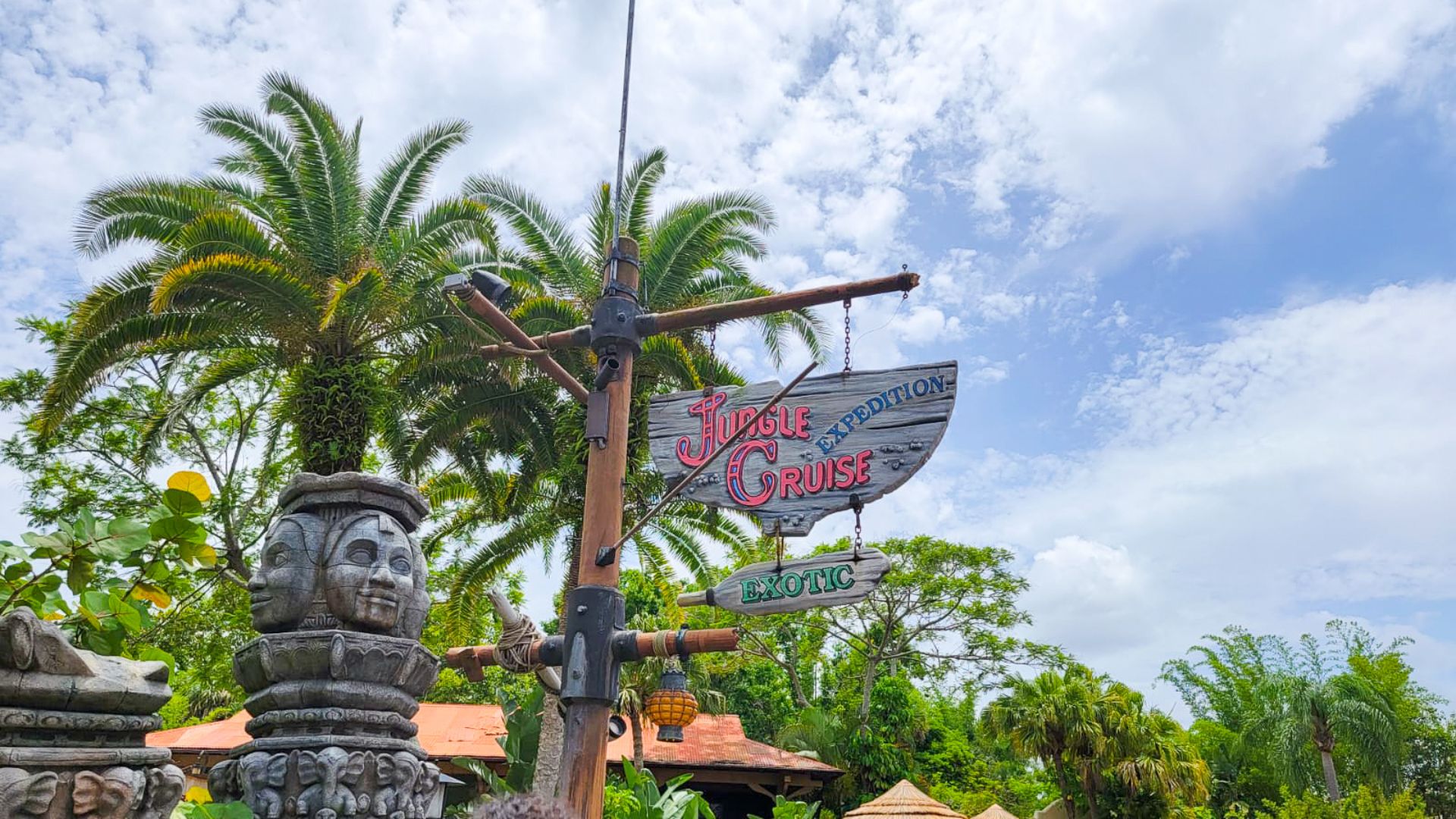 A Jungle Cruise attraction sign; a separate attraction.