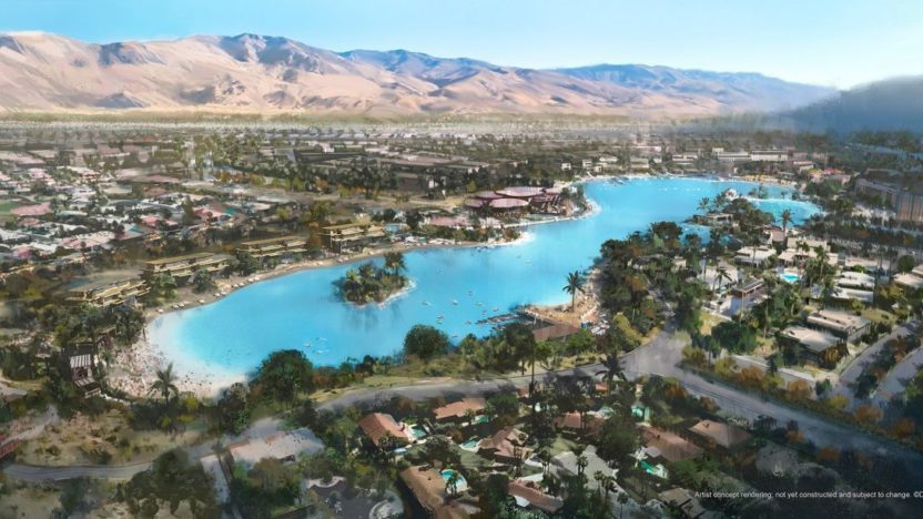 Disney aerial concept rendering of Cotino and its lagoon.