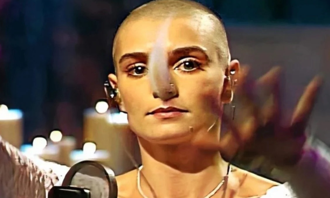 Sinéad O’Connor looking toward the camera