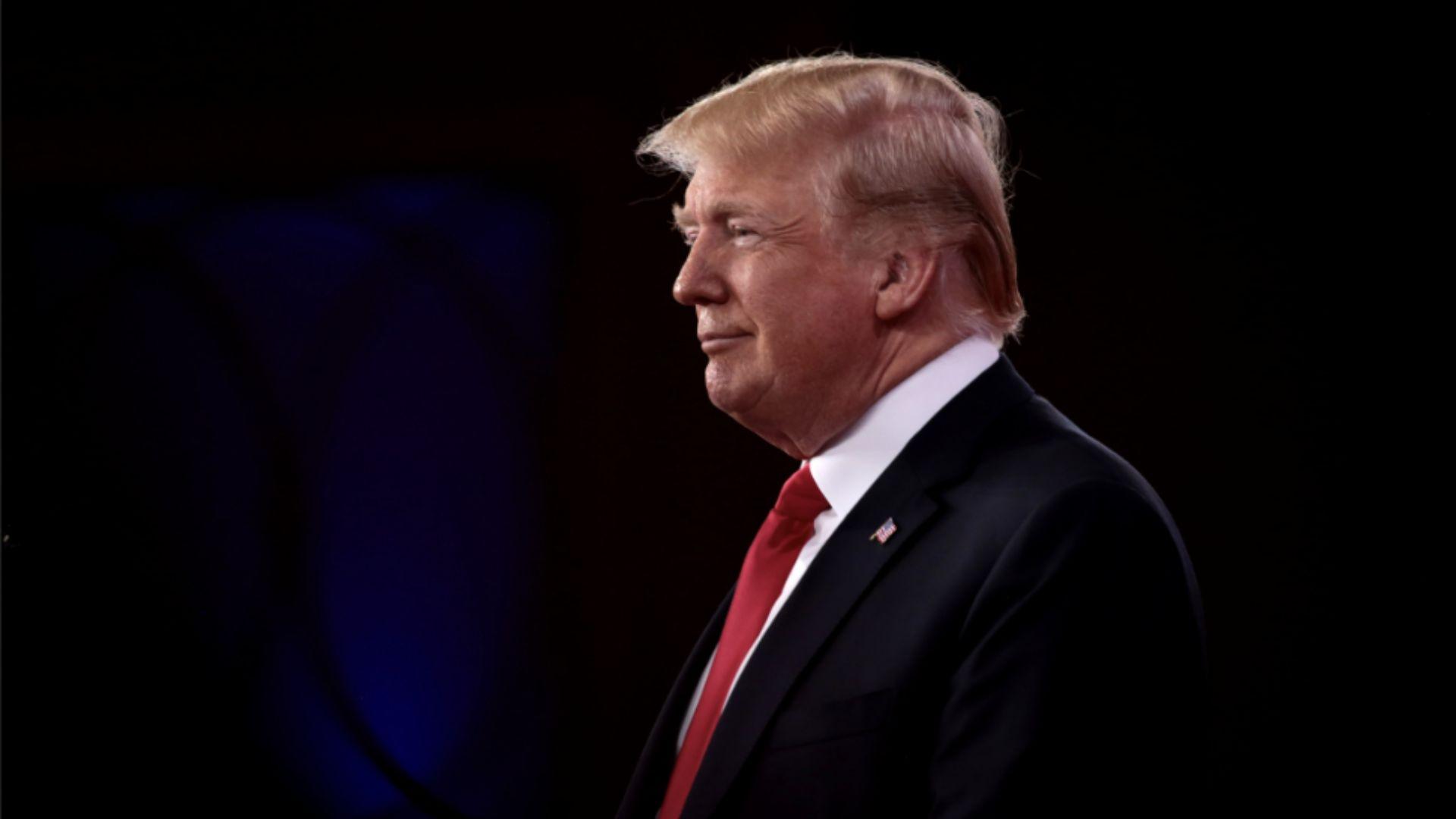 Donald Trump in an archival photograph; not established as the date of the cited tweet.